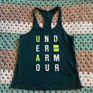 Under Armour Dark Green Workout Running Racerback Tank Top Shirt Womans Medium